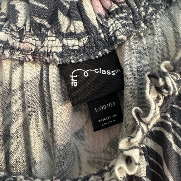 Art Class Girls Floral Bohemian Shoulder Tie Dress Large 10/12 - Picture 2 of 3